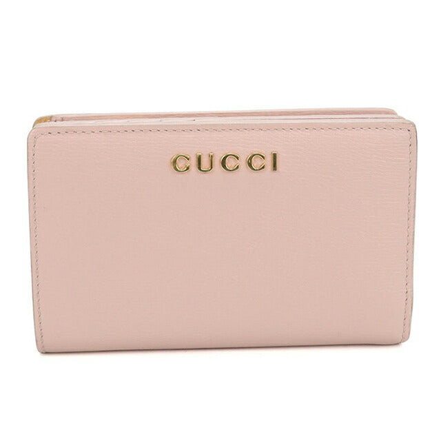 中古 グッチ 二つ折り財布 二折財布 レディース ブランド GUCCI グッチ スクリプト レザー 772640 ピンク USDGU115159011