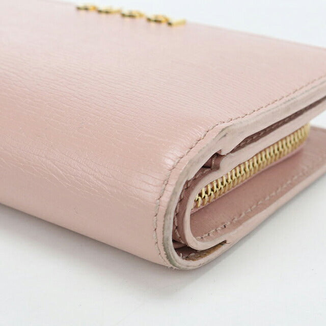 中古 グッチ 二つ折り財布 二折財布 レディース ブランド GUCCI グッチ スクリプト レザー 772640 ピンク USDGU115159011