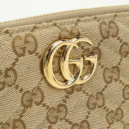 中古 グッチ 長財布ラウンドファスナー レディース ブランド GUCCI GGマーモント ジップアラウンドウォレット 443123 ベージュ USDGU115276011