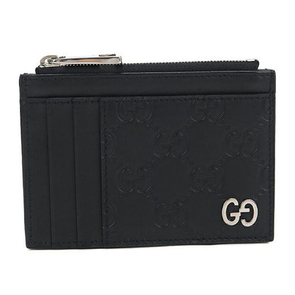 中古 グッチ カードケース メンズ ブランド GUCCI グッチシマ フラグメントケース レザー 597560 ブラック USDGU115279011