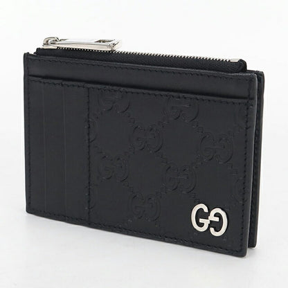 中古 グッチ カードケース メンズ ブランド GUCCI グッチシマ フラグメントケース レザー 597560 ブラック USDGU115279011