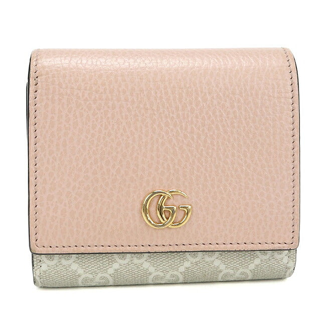 中古 グッチ 二つ折り財布 二折財布 コンパクト レディース ブランド GUCCI ダブルG ミディアム　ウォレット 598587 ピンク USDGU115333011