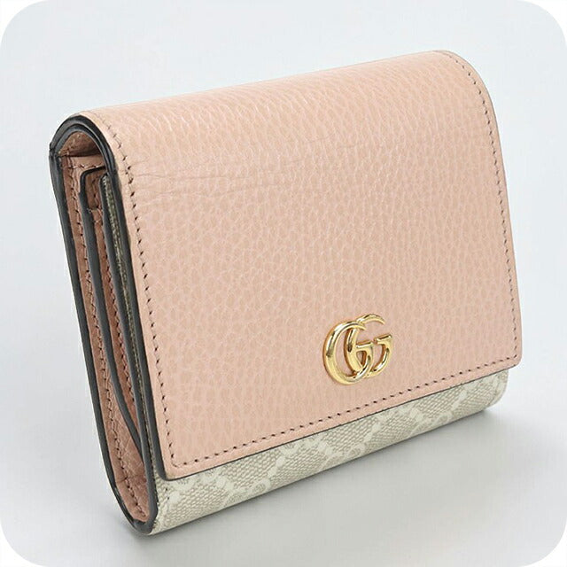 中古 グッチ 二つ折り財布 二折財布 コンパクト レディース ブランド GUCCI ダブルG ミディアム　ウォレット 598587 ピンク USDGU115333011