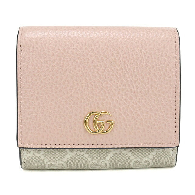 中古 グッチ 二つ折り財布 二折財布 コンパクト レディース ブランド GUCCI ダブルG ミディアム ウォレット 598587 ピンク USDGU115334011