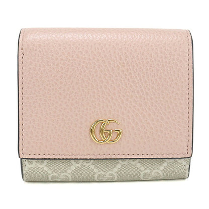中古 グッチ 二つ折り財布 二折財布 コンパクト レディース ブランド GUCCI ダブルG ミディアム ウォレット 598587 ピンク USDGU115334011