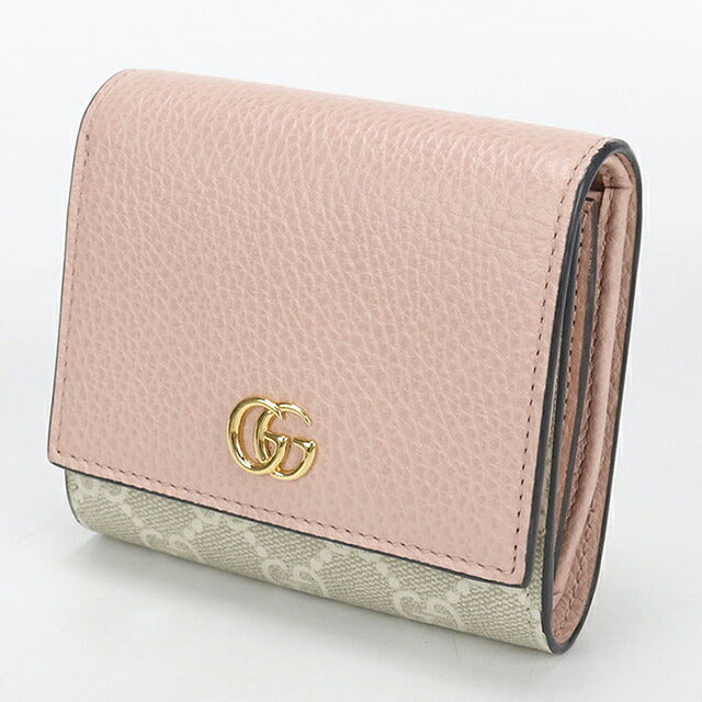 中古 グッチ 二つ折り財布 二折財布 コンパクト レディース ブランド GUCCI ダブルG ミディアム ウォレット 598587 ピンク USDGU115334011