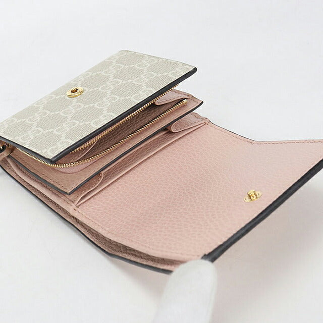 中古 グッチ 二つ折り財布 二折財布 コンパクト レディース ブランド GUCCI ダブルG ミディアム ウォレット 598587 ピンク USDGU115334011