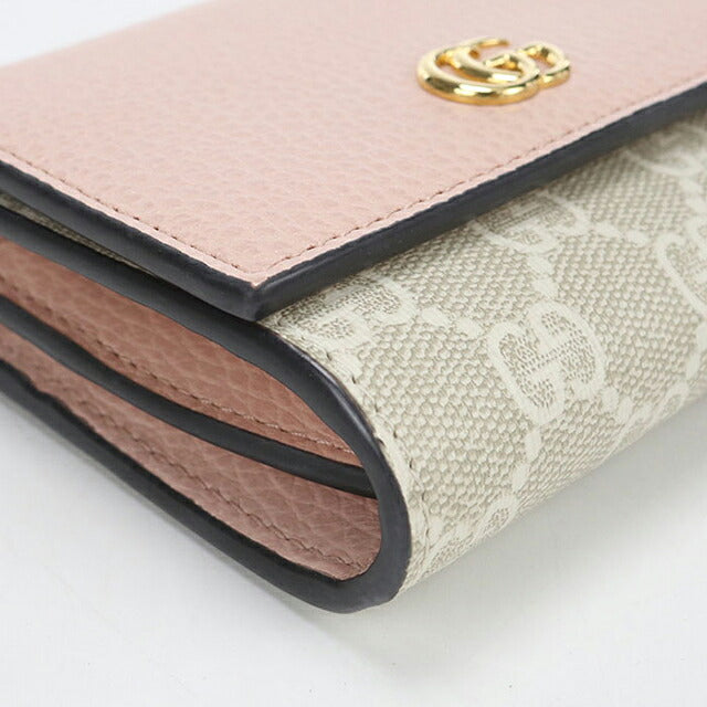 中古 グッチ 二つ折り財布 二折財布 コンパクト レディース ブランド GUCCI ダブルG ミディアム ウォレット 598587 ピンク USDGU115334011