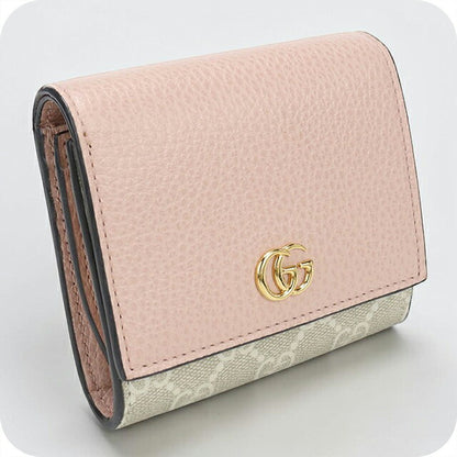 中古 グッチ 二つ折り財布 二折財布 コンパクト レディース ブランド GUCCI ダブルG ミディアム ウォレット 598587 ピンク USDGU115334011
