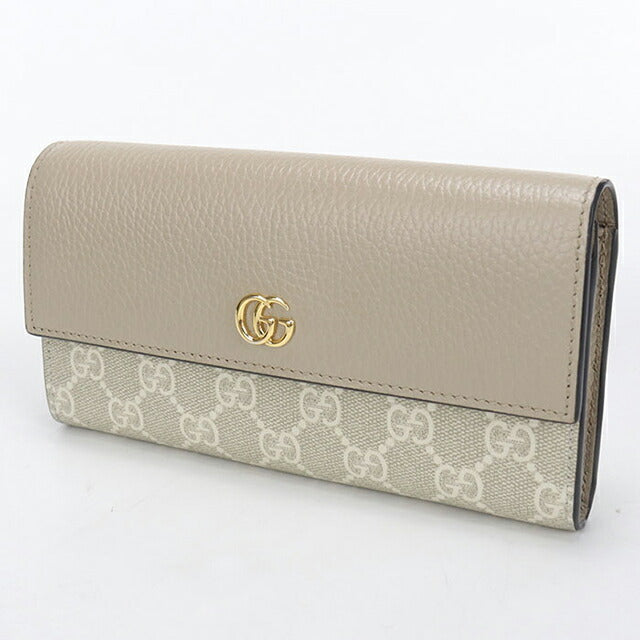 中古 グッチ 長財布二折 レディース ブランド GUCCI ダブルG バイカラー コンチネンタルウォレット 456116 ベージュ USDGU115430011