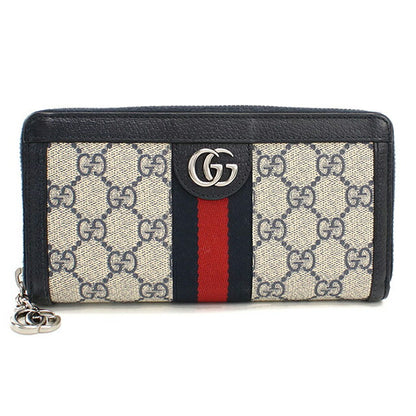 中古 グッチ 長財布ラウンドファスナー レディース ブランド GUCCI オフィディア ジップアラウンドウォレット レザー 523154 ネイビー USDGU115582011