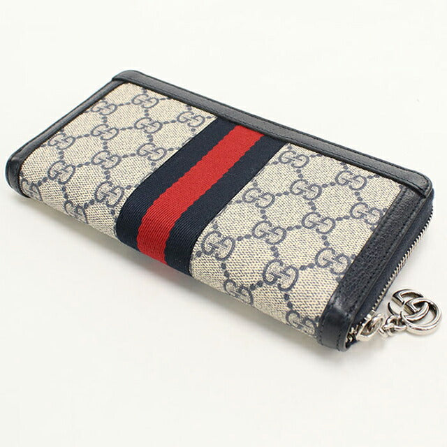 中古 グッチ 長財布ラウンドファスナー レディース ブランド GUCCI オフィディア ジップアラウンドウォレット レザー 523154 ネイビー USDGU115582011