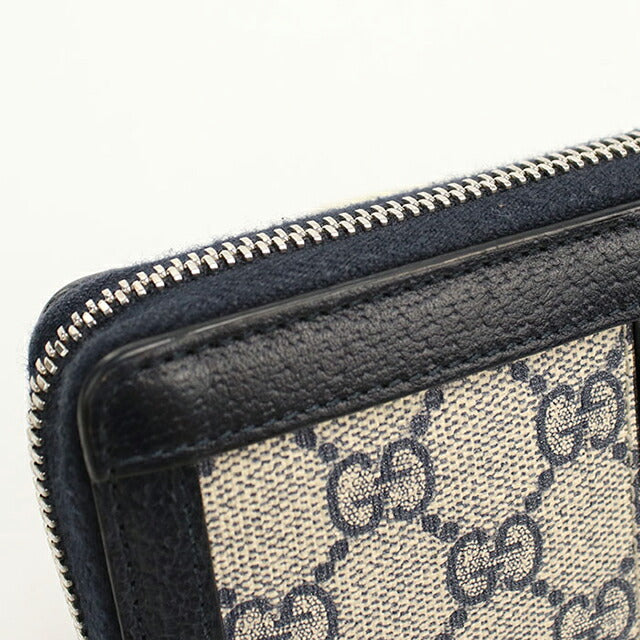 中古 グッチ 長財布ラウンドファスナー レディース ブランド GUCCI オフィディア ジップアラウンドウォレット レザー 523154 ネイビー USDGU115582011