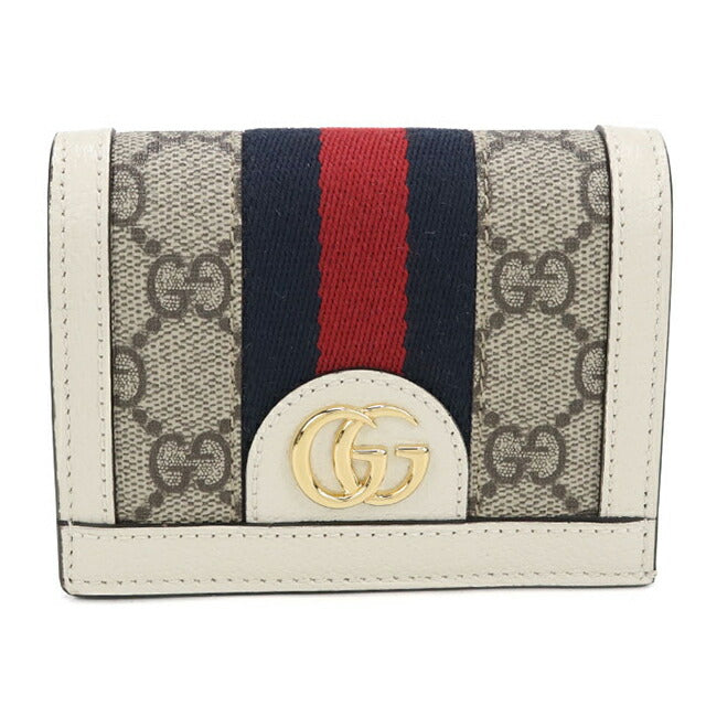 中古 グッチ 二つ折り財布 二折財布 レディース ブランド GUCCI オフィディア GG カードケース ウォレット 523155 ベージュ USDGU115688011