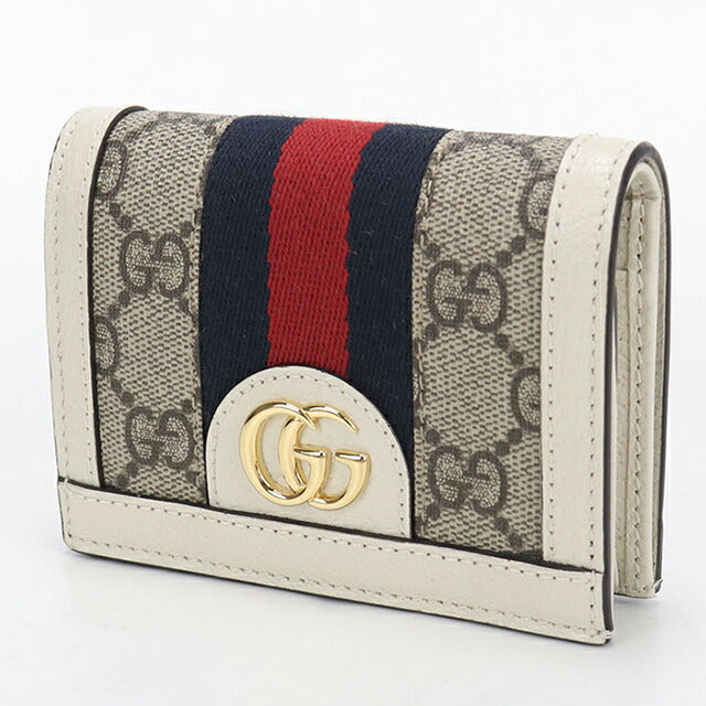 中古 グッチ 二つ折り財布 二折財布 レディース ブランド GUCCI オフィディア GG カードケース ウォレット 523155 ベージュ USDGU115688011