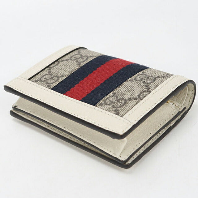 中古 グッチ 二つ折り財布 二折財布 レディース ブランド GUCCI オフィディア GG カードケース ウォレット 523155 ベージュ USDGU115688011