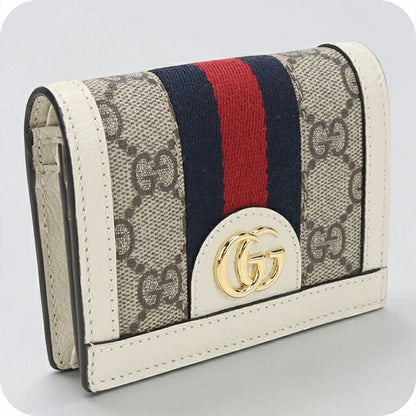 中古 グッチ 二つ折り財布 二折財布 レディース ブランド GUCCI オフィディア GG カードケース ウォレット 523155 ベージュ USDGU115688011