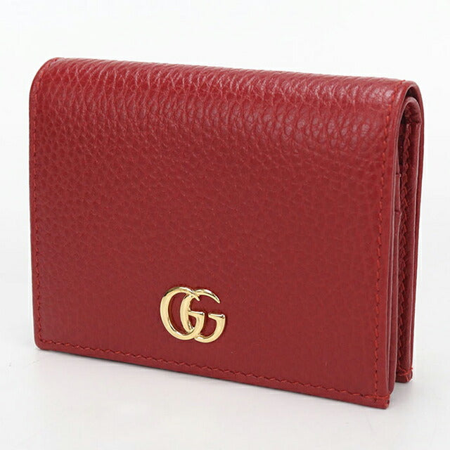中古 グッチ 二つ折り財布 二折財布 レディース ブランド GUCCI ダブルG スモールウォレット レザー 456126 レッド USDGU115691011