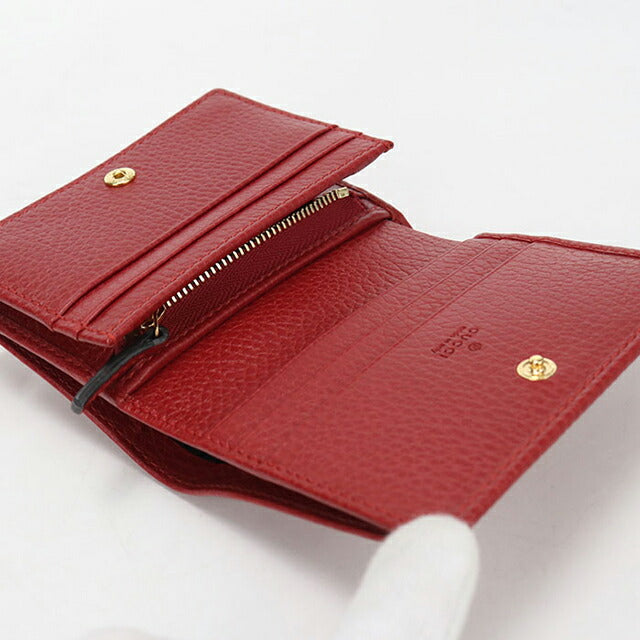 中古 グッチ 二つ折り財布 二折財布 レディース ブランド GUCCI ダブルG スモールウォレット レザー 456126 レッド USDGU115691011