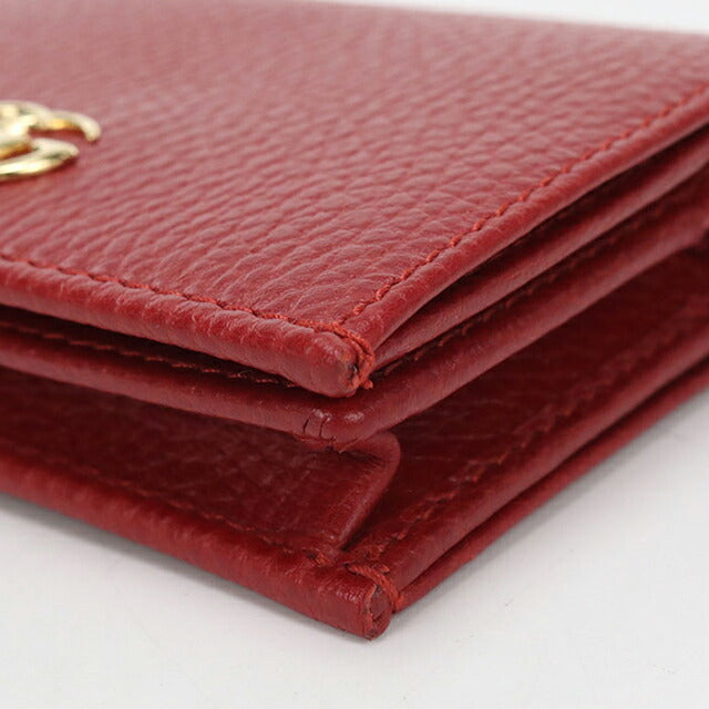 中古 グッチ 二つ折り財布 二折財布 レディース ブランド GUCCI ダブルG スモールウォレット レザー 456126 レッド USDGU115691011