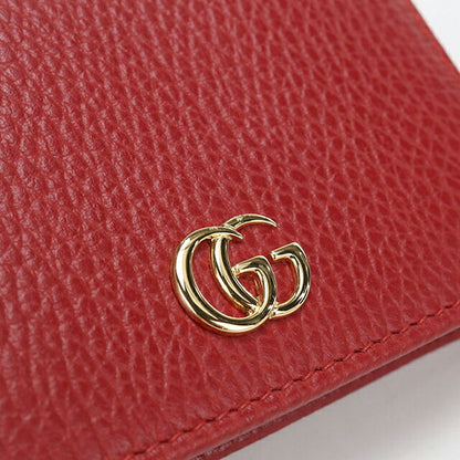中古 グッチ 二つ折り財布 二折財布 レディース ブランド GUCCI ダブルG スモールウォレット レザー 456126 レッド USDGU115691011