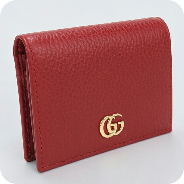 中古 グッチ 二つ折り財布 二折財布 レディース ブランド GUCCI ダブルG スモールウォレット レザー 456126 レッド USDGU115691011