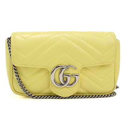 中古 グッチ ショルダーバッグ レディース ブランド GUCCI GGマーモント キルティングミニバッグ レザー 476433 イエロー USDGU115726011