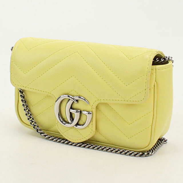 中古 グッチ ショルダーバッグ レディース ブランド GUCCI GGマーモント キルティングミニバッグ レザー 476433 イエロー USDGU115726011