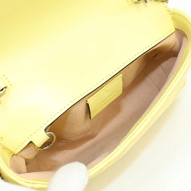 中古 グッチ ショルダーバッグ レディース ブランド GUCCI GGマーモント キルティングミニバッグ レザー 476433 イエロー USDGU115726011