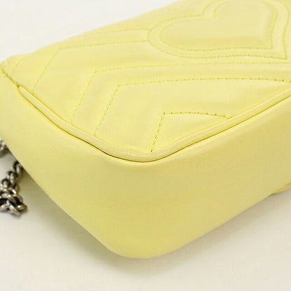 中古 グッチ ショルダーバッグ レディース ブランド GUCCI GGマーモント キルティングミニバッグ レザー 476433 イエロー USDGU115726011