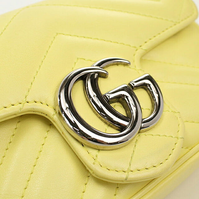 中古 グッチ ショルダーバッグ レディース ブランド GUCCI GGマーモント キルティングミニバッグ レザー 476433 イエロー USDGU115726011