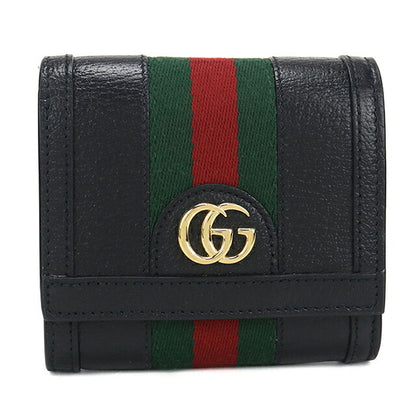 中古 グッチ 二つ折り財布 二折財布 コンパクト レディース ブランド GUCCI オフィディア ミディアム ウォレット レザー 719887 ブラック USDGU115775011