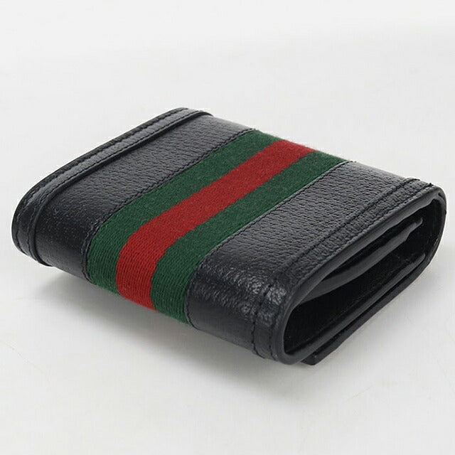中古 グッチ 二つ折り財布 二折財布 コンパクト レディース ブランド GUCCI オフィディア ミディアム ウォレット レザー 719887 ブラック USDGU115775011