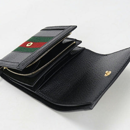 中古 グッチ 二つ折り財布 二折財布 コンパクト レディース ブランド GUCCI オフィディア ミディアム ウォレット レザー 719887 ブラック USDGU115775011