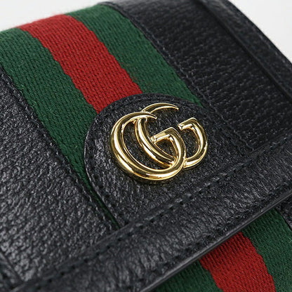 中古 グッチ 二つ折り財布 二折財布 コンパクト レディース ブランド GUCCI オフィディア ミディアム ウォレット レザー 719887 ブラック USDGU115775011