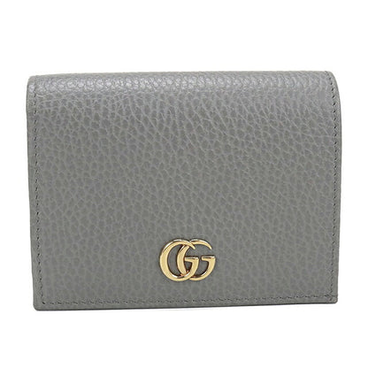 中古 グッチ 二つ折り財布 二折財布 コンパクト レディース ブランド GUCCI ダブルG スモールウォレット レザー 456126 グレー USDGU115848011