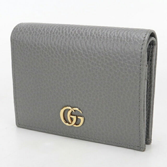 中古 グッチ 二つ折り財布 二折財布 コンパクト レディース ブランド GUCCI ダブルG スモールウォレット レザー 456126 グレー USDGU115848011