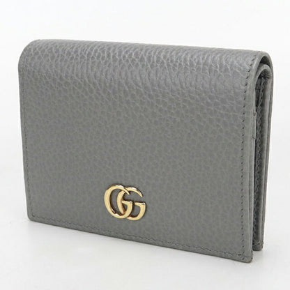 中古 グッチ 二つ折り財布 二折財布 コンパクト レディース ブランド GUCCI ダブルG スモールウォレット レザー 456126 グレー USDGU115848011
