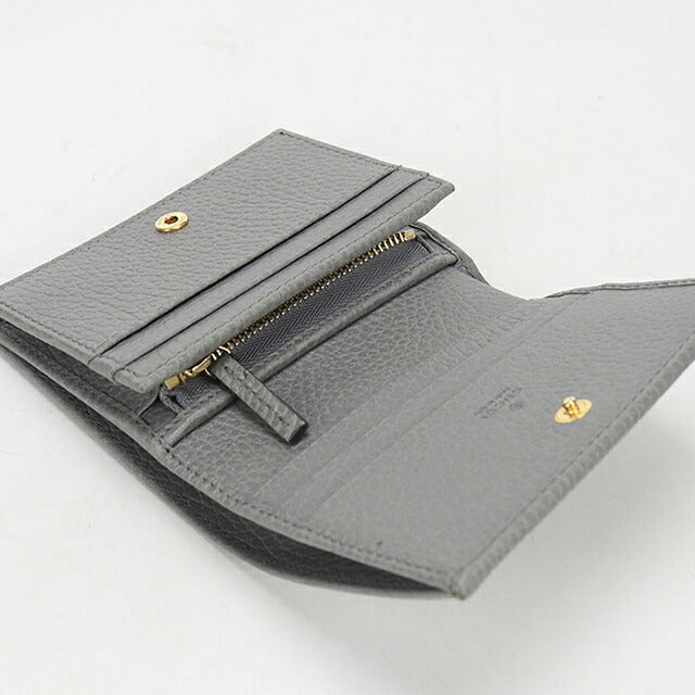 中古 グッチ 二つ折り財布 二折財布 コンパクト レディース ブランド GUCCI ダブルG スモールウォレット レザー 456126 グレー USDGU115848011