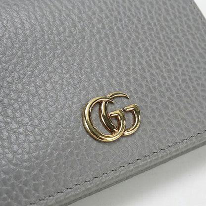 中古 グッチ 二つ折り財布 二折財布 コンパクト レディース ブランド GUCCI ダブルG スモールウォレット レザー 456126 グレー USDGU115848011