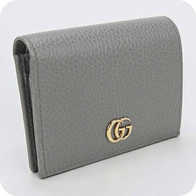 中古 グッチ 二つ折り財布 二折財布 コンパクト レディース ブランド GUCCI ダブルG スモールウォレット レザー 456126 グレー USDGU115848011