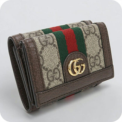 中古 グッチ 三つ折り財布 三折財布 コンパクト レディース ブランド GUCCI オフィディア 735099 ベージュ USDGU115850011