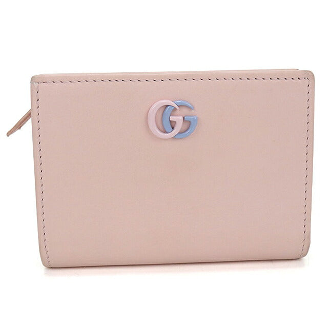 中古 グッチ 二つ折り財布 二折財布 コンパクト レディース ブランド GUCCI ダブルG バイカラー スモールウォレット レザー ピンク USDGU115985011
