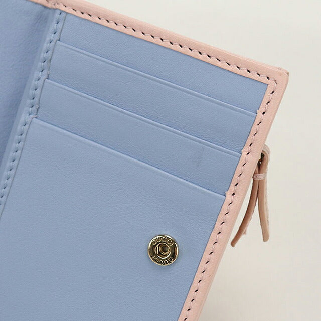 中古 グッチ 二つ折り財布 二折財布 コンパクト レディース ブランド GUCCI ダブルG バイカラー スモールウォレット レザー ピンク USDGU115985011