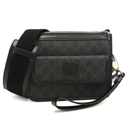 中古 グッチ ショルダーバッグ メンズ ブランド GUCCI インターロッキングG 2WAY 674164 ブラック USDGU115997011