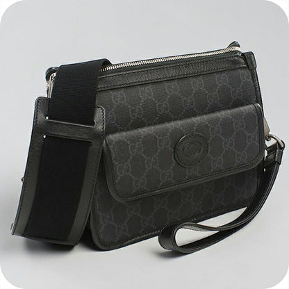 中古 グッチ ショルダーバッグ メンズ ブランド GUCCI インターロッキングG 2WAY 674164 ブラック USDGU115997011