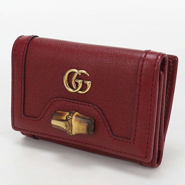 中古 グッチ 三つ折り財布 三折財布 コンパクト レディース ブランド GUCCI グッチ ダイアナ コンパクトウォレット レザー 658633 レッド USDGU116272011