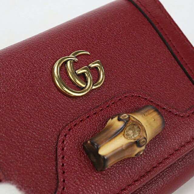 中古 グッチ 三つ折り財布 三折財布 コンパクト レディース ブランド GUCCI グッチ ダイアナ コンパクトウォレット レザー 658633 レッド USDGU116272011