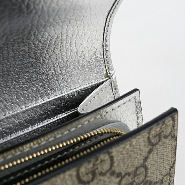 中古 グッチ 二つ折り財布 二折財布 コンパクト レディース ブランド GUCCI ダブルG ミディアム ウォレット 598587 シルバー/ベージュ USDGU116611011