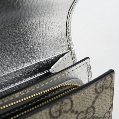 中古 グッチ 二つ折り財布 二折財布 コンパクト レディース ブランド GUCCI ダブルG ミディアム ウォレット 598587 シルバー/ベージュ USDGU116611011
